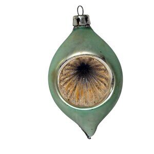 Vintage Christmas Tree Ornament Mercury Blown Glass Teardrop Indent Poland 3"